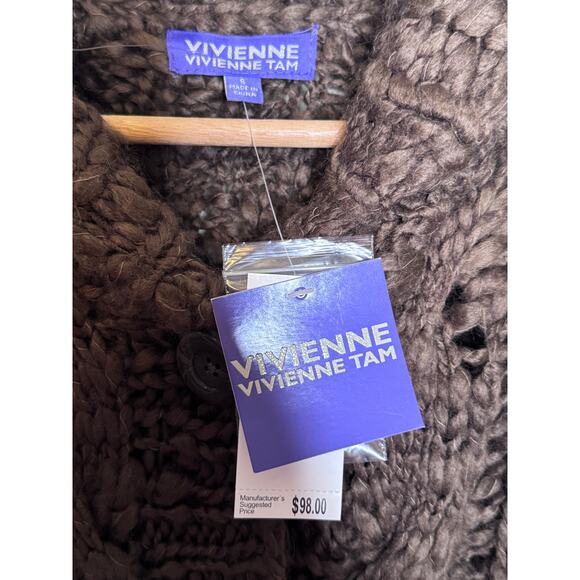 NWT Vivienne Tam Grey Myth Chunky Knit Cardigan Sweater Wool Blend Size: Small - Picture 2 of 3